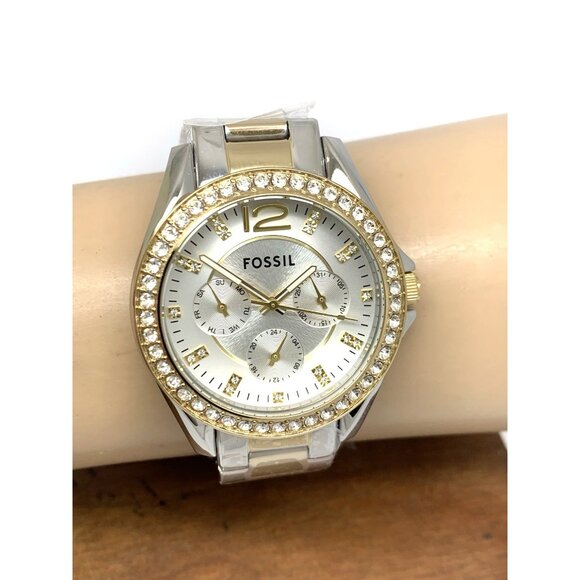 Fossil Women's Watch ES3204 Riley Quartz Two Tone Stainless Steel Gemmed 38mm - Picture 12 of 15